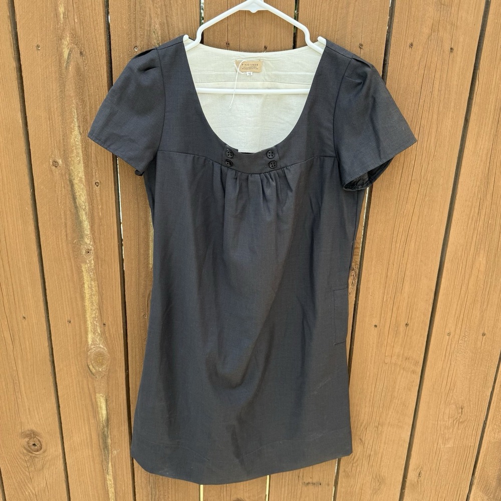 Piko 1988 Dress A Line‎ Black With Button Embellishments M